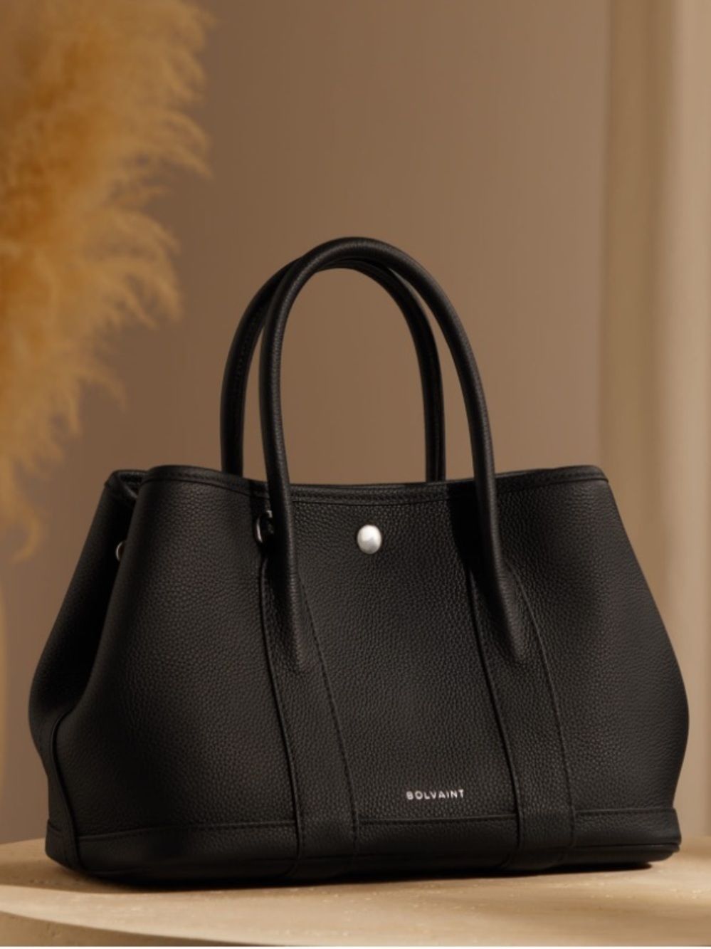 Bolvaint “The Coralie Tote” Matte Midnight Black Top Grain Pebbled Leather - Picture 3 of 8